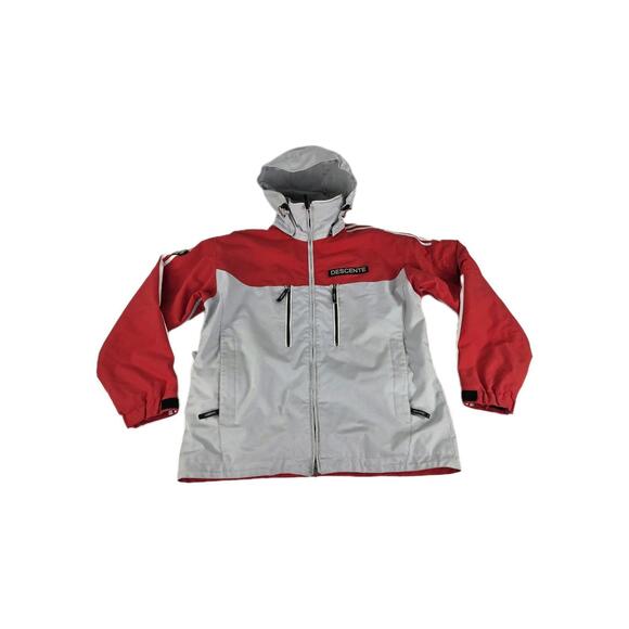 Descente red and grey ski jacket Size M Mens Full Zip Hoodie Snowboard